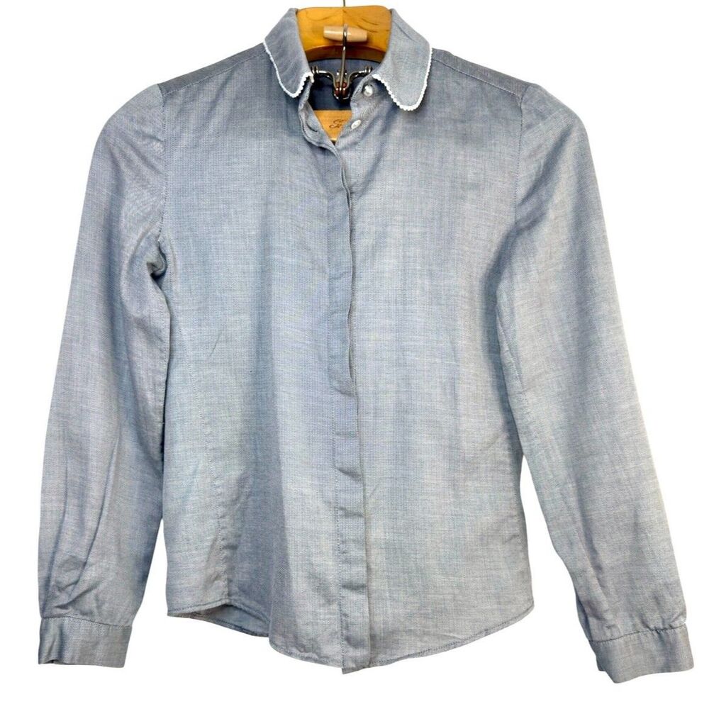 Claudie Pierlot Business Formal Stripe Button Down Blouse Size: 36 US: 4